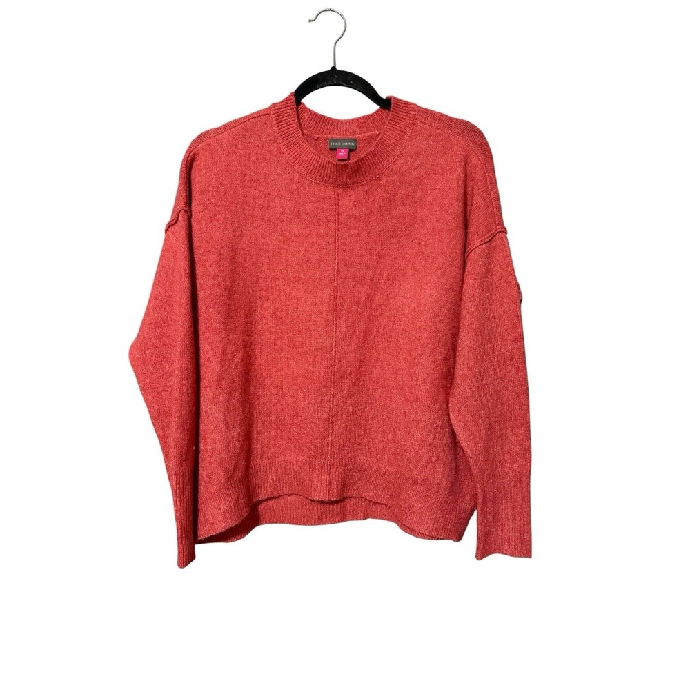 Vince Camuto Oversized Crew Neck Sweater Coral Orange XS Soft Knit